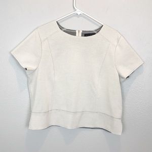 Banana Republic Cream Short Sleeve Bonded Top